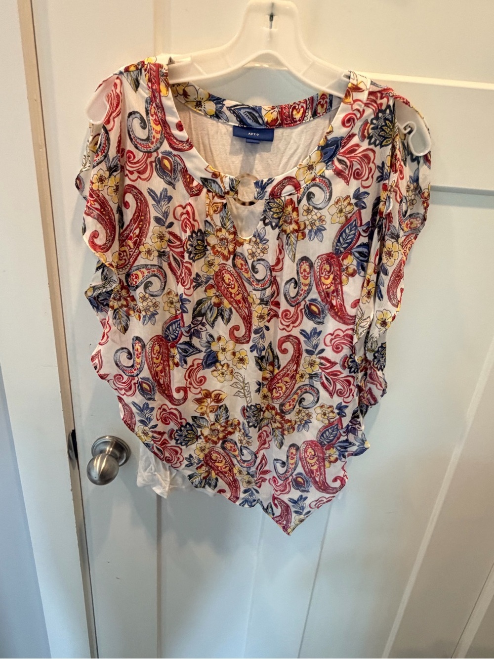 Apt 9 Medium Paisley Floral Cold Shoulder Layered Blouse Multicolor Top